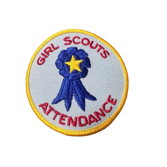 NEW Girl Scout Attendance Patch – 3" Round Yellow Embroidered Badge Troop Campin - Picture 1 of 2